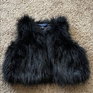 Polo Ralph Lauren Black Faux Fur Vest 6X